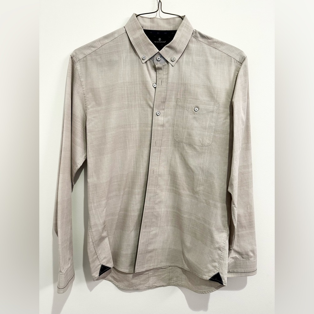 7Diamonds Button down collar Light oatmeal Long Sleeve Shirt